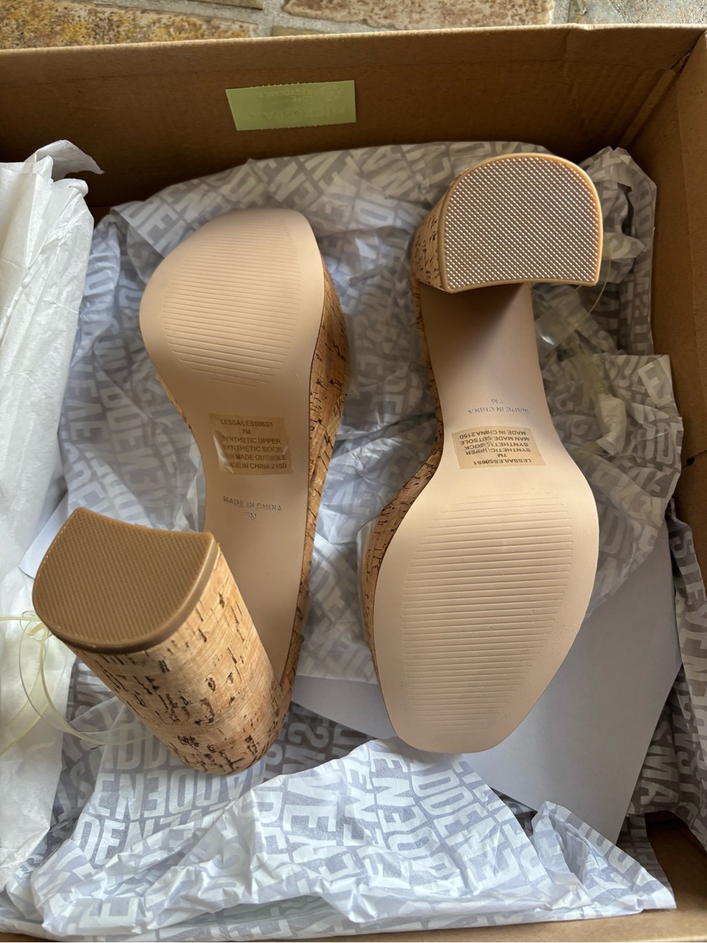 Steve Madden Nude Cork Wedge Sandals - Picture 3 of 5